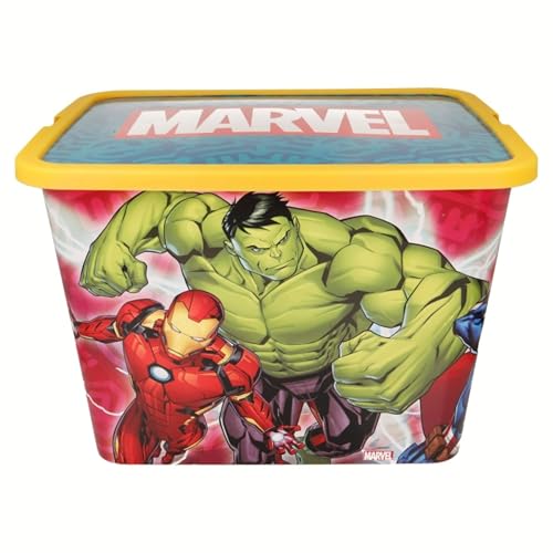 Marvel Avengers Kids Storage Boxes 23L – Officially Licensed, BPA-Free Plastic, Lightweight, Durable with Click Lock Lid – Toy Storage Box for Boys – Keeps Kids Rooms Tidy, 39 x 29 x 27cm (Large)