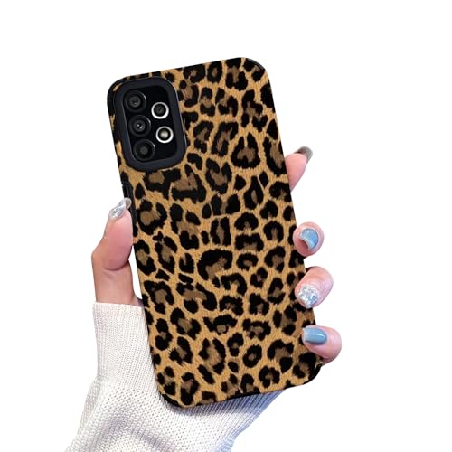 Reownest Compatible avec Coque Samsung Galaxy A13 Étui de Téléphone Aesthetic Marron Léopard Mignon pour Les Filles, Coque de Protection en Silicone en Cuir Souple...