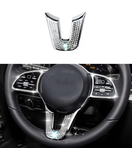 Bling Interior Accessories Fit for Mercedes Benz 2019-2025 A B Class CLA GLA GLB Modification Rhinestone Crystal Applique Cover (Round Shape Steering Wheel)