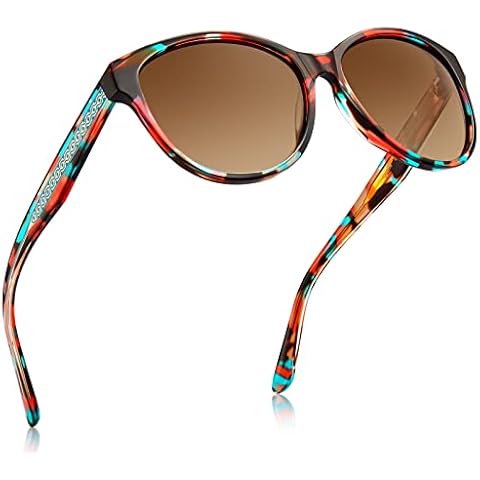 Carfia Vintage Womens Sunglasses Polarised UV Protection for Driving Outdoor Travel Acetate Frame Cover