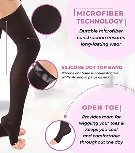 Image of GABRIALLA Microfiber Compression Stockings - 25-35 mmHg, Thigh High, Open Toe
