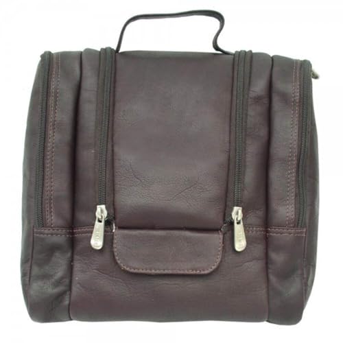 Piel Leather Hanging Travel Toiletry Kit, Chocolate, One Siz