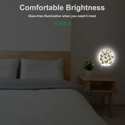 Image of EKOBLA Monarch Butterfly Night Light, Butterfly Night Lights Plug Into Wall with Dusk to Dawn Auto Sensor for Bedroom, Bathroom and Corridor