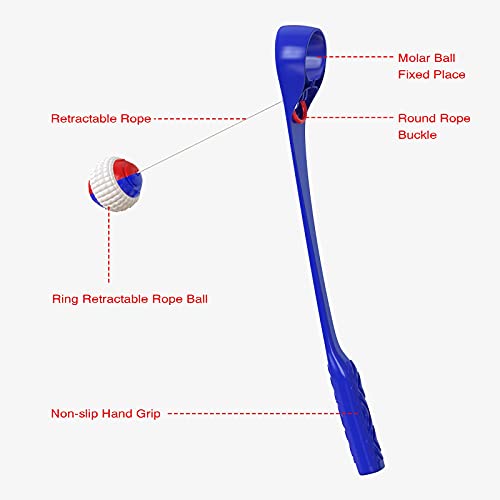 Zeying Upgraded Interactive Dog Toys Ball Launcher Multifunction Chuck Tennis Ball Thrower With Retractable Rope For Dogs Indoor Outdoor, Blue #TOP2