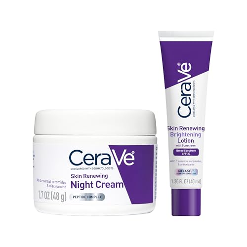 Image of CeraVe Skin Renewing Night Cream, 1.7 Ounce+ Skin Renewing Brightening Lotion SPF 30, 1.35 fl oz