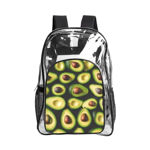 JBJGKHLP Mochila transparente unisex con estampado de aguacate para festivales, escuela, senderismo, trabajo al aire libre, viajes