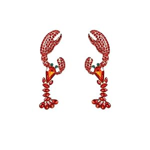 Lobster Earrings Colorful Animal Dangle Earrings Creative Rhinestone Ocean Statement Earrings Unique Beach Fashion Holiday Jewerly Gift for Women