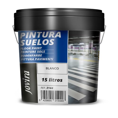 JOVIRA PINTURAS Pintura Suelos, Garajes y Pavimentos Deportivos en general, acabado Mate. Protege y decora las superficies de hormigón, cemento y asfalto. (15 Litros, Blanco) A-14B