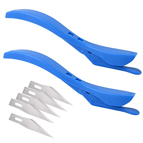 EHDIS Taglierino per Carta con 5 Lame di Ricambio, Scorrevole Taglia Strumento per Confezioni Natale, Fai da Te Fatta a Mano, Pellicola dell'involucro del Vinile, Blu
