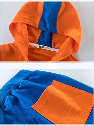 Conjunto de 2 peças com capuz e calça de moletom para meninos, Azul, 3-4T