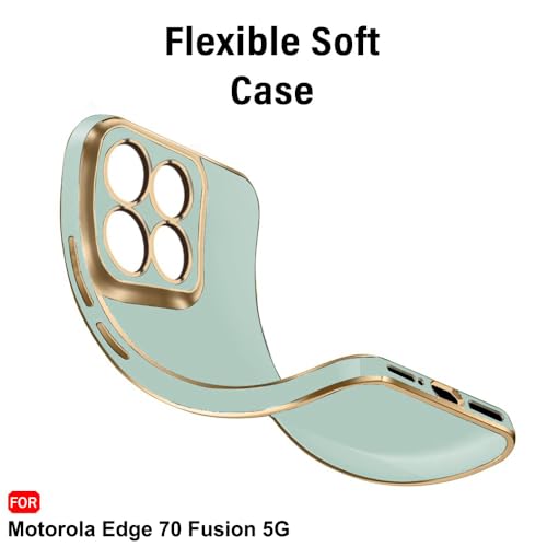 Image of TheGiftKart Luxurious Golden-Plated Back Cover Case for Motorola Moto Edge 70 Fusion 5G | Raised Lips for Camera & Screen Protection | Shockproof Design | Stylish Back Cover Case (TPU, Green)