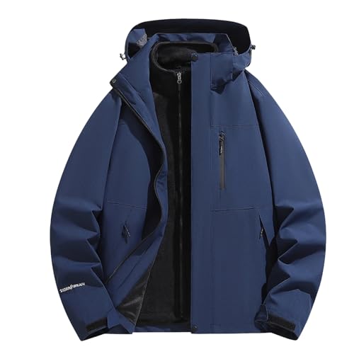 Coupe-vent homme et femme veste d'hiver trois pièces amovible marron bleu XL