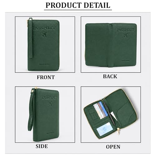 Image of Faux Leather Travel Passport Holder for Unisex | RFID Protection (Green)
