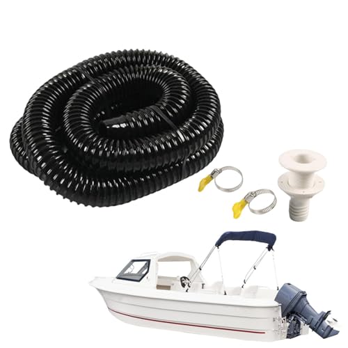 Manguera de bomba de sentina marina, tubo de drenaje de descarga flexible y resistente de 23 x 13 x 16 cm, manguera marina con ajuste de abrazaderas, accesorios de barco RV, resistente para barcos y