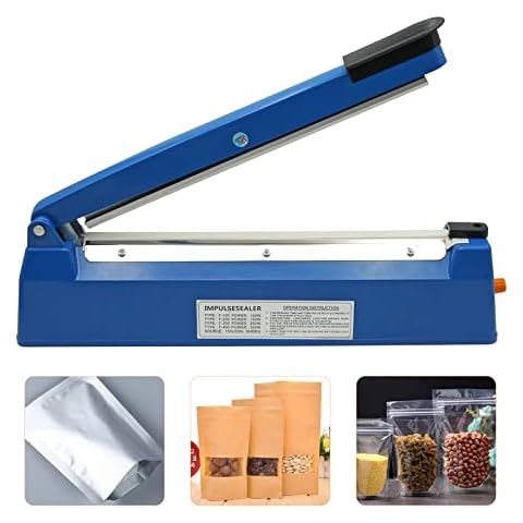 MOGOULUA 200mm Heat Sealer 8" Portable Sealing Machine Manual Sealing Machine with 8 Gear Temperature Control Household Heat Sealer Plastic Bag Sealer Food Sealer for Mylar PP and PE Bag Cover