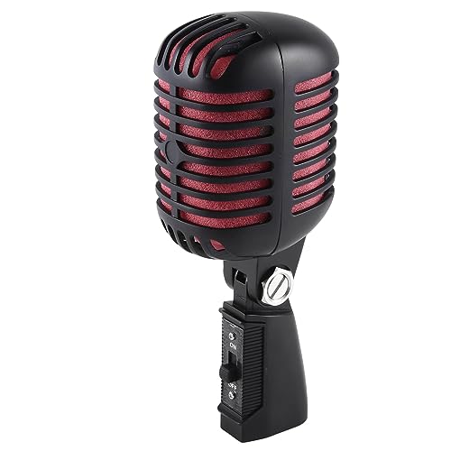 Srutueo 1 Piece Professional Classic Retro Dynamic Vocal Microphone Black & Red Swing Mic for Live Performance Karaoke, 500396456
