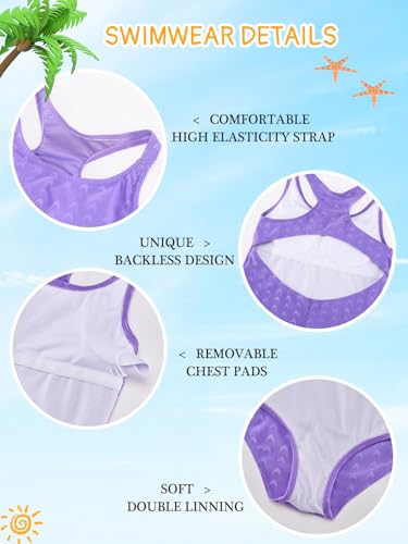 Image of Girls' One Piece Swimsuit Athletic Youth Girl's Swimsuit Kids Racerback Swimwear Thick Strap Beach Bathing Suit