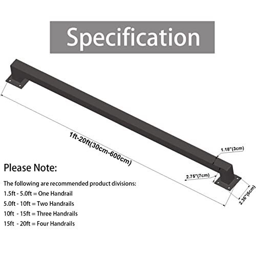 Rampe extérieure fer et escalier intérieur : rambarde antidérapante noire 270cm