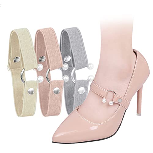 FRCOLOR 3pcs Shoe Straps for Heels Anti-loose Detachable Design with Elastic Material Chic Pearl Decoration for Wedges and Ballet Flats Comfortable Fit for Women4