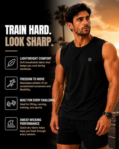 Image of CHKOKKO Sleeveless T Shirts Gym Vest for Men Workout Solid Premium Cotton Blend Tank Top for Man Running Vest Sando Gym Wear Lightweight Breathable Casual Summer Wear Boys