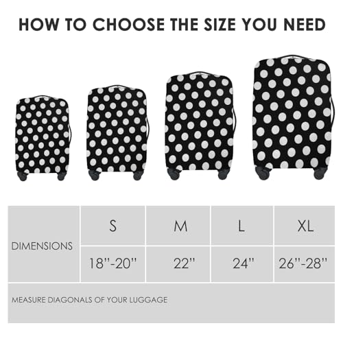 Travel Luggage Cover Suitcase Protector, Washable Suitcase Cover Fits 22 Inch Luggage, Elastic Suitcase Protective Cover (M, Dot)2