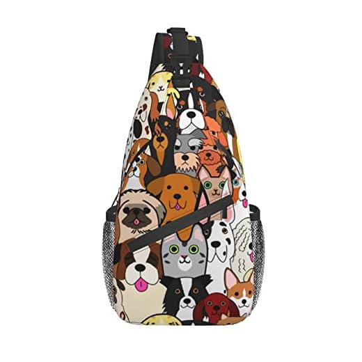 Dog Puppy Sling Backpack Crossbody Shoulder Bag Travel Hiking Daypack Casual Bookbag One Size