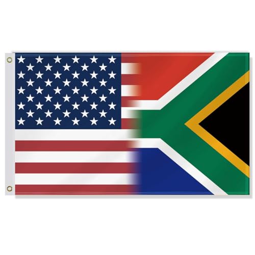 3×5 FT USA South Africa Combo Flag,Large South Africans Friendship Decor,Double Side Digital Printed 150D Polyester Banner With Canvas Header Brass Grommet For Outdoor Indoor Parade Car