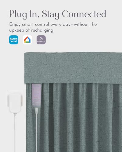 Image of Graywind Motorized Curtains with Track, 100% Blackout Smart Curtains, Hardwired Curtains Compatible with Alexa Google Home Remote Control for Large Windows, Custom Drapes Up to 220 inch, Trace (Denim)