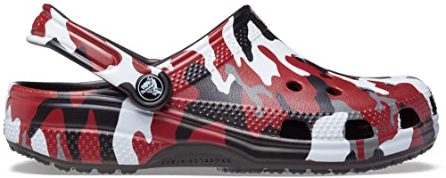 Image of Crocs Unisex-Adult Classic Camo Clogs, Black /Red, 13 Men /15 Women
