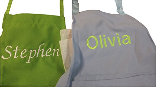 CHEFSKIN Personalized Embroidery Apron Choose Color and Name (Adult) White