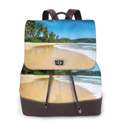 Sac à dos ordinateur en cuir imprimé vague de ciel transparent noir