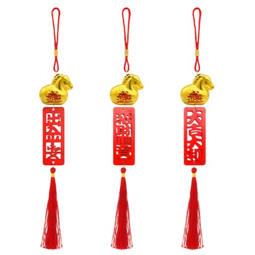 3 Pcs Chinese New Year Decorations 2026, Lunar New Year Decorations Horse Year's Pendant, Horse Year Tassel Charm Decor, Chinese New's Year's Decorationss Car Pendant Tassel