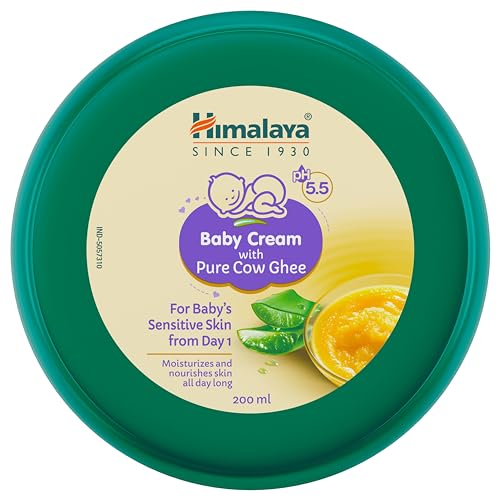 Himalaya Baby Cream with Pure Cow Ghee & pH5.5 (200ml) | Moisturizes & nourishes Skin All Day Long | for Dry and Sensitive Skin