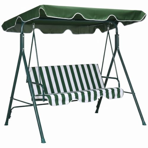 Outsunny Columpio de Jardín Exterior 3 Plazas 172x110x153 cm Raya Verde