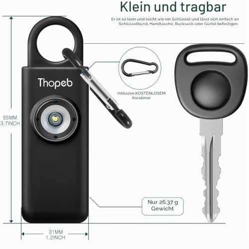 Thopeb Taschenalarm Extra Laut 130 dB Für Selbstverteidigung Frauen – Ansicht 5