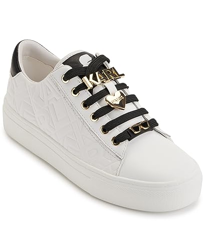 Image of Karl Lagerfeld Women's Cate Box Lace Up Sneaker with Pins | Casual Shoes