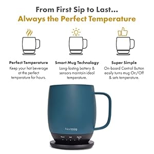 Nextmug Temperature Controlled Self Heating Coffee Mug Slate Blue 14 oz
