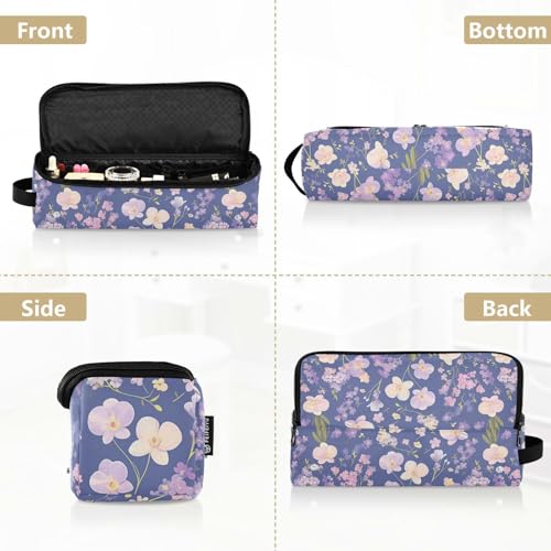 Bolsa de viaje para herramientas de cabello Chic Purple Flowers con tapete resistente al calor portátil para plancha, rizador y secador miniatura 5