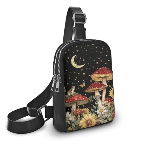 Fashion Mushroom Crossbody Backpack for Women Chest Bag Small Satchel Purses Portable Convenient Mini Sling Backpack Can Match Various Outfits for Daily Use2