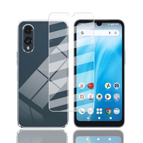 【1+1セット】対応 Arrows We2 F-52E 用の ガラスフィルム+アローズwe2 ケース カバー TPU 【日本旭硝子製】 F-52E FCG02 A402FC M07 強化ガラス 保護フィルム 硬度9H 耐指紋 自動吸着 視力を保護 貼付簡単