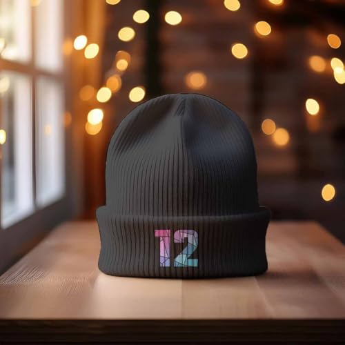 Bonnet 12 Number à revers doublé extensible de couleur gris foncé