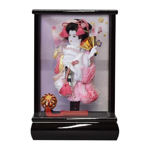 羽子板 コンパクト ミニ 初正月 お祝い おしゃれ 手作り 8号 黒 白 羽子板飾り ガラス ケース飾り 可愛い ケース入り 女の子 はごいた 陣屋