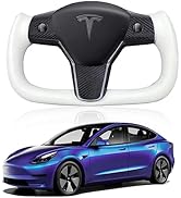 TOPABYTE Tesla Yoke direksiyon yedeği, Model Y Model 3 2017–2023 için, ısıtma fonksiyonlu, Napa deri (we...
