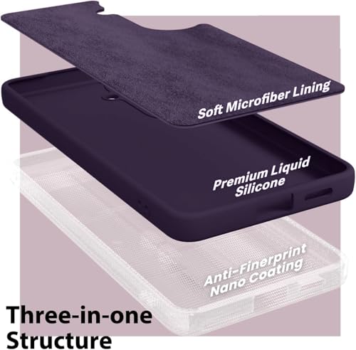 Image of DIZORO Microfiber Candy Case Compatible with Samsung S26 5G Smooth Touch Cushion Liquid Soft Silicone Gel Rubber Phone Cases Non-Slip Full Body Protective Shockproof Back Cover - Deep Purple