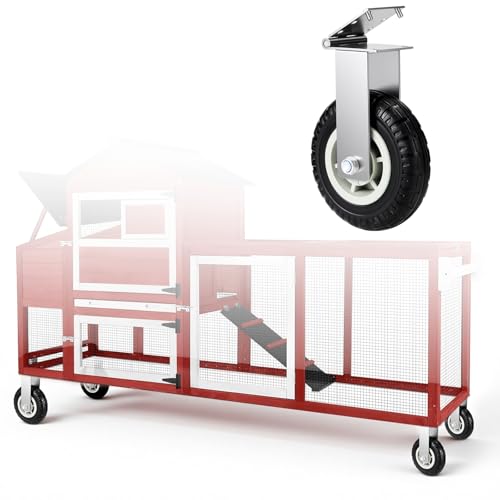 Blulu 2 Pack Chicken Coop Wheels Kit, 4.5'' Chicken Cage Wheels for Portable Poultry Mobilization Load Capacity 385 lb, Heavy Duty and Weatherproof Coop Accessories- Cage Not Included