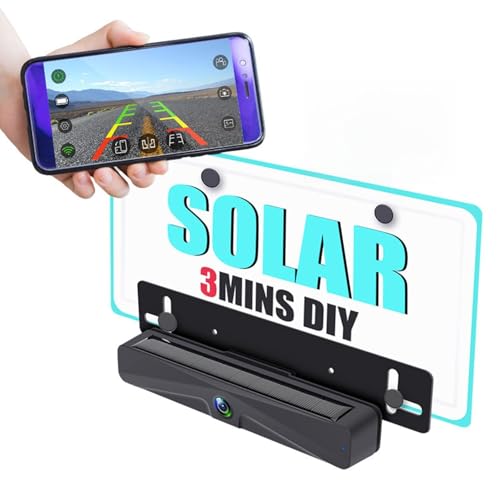 Solar Kabellose Rückfahrkamera, 5000 mAh Akku wiederaufladbare Rückfahrkamera, 3 Minuten DIY-Installation, wasserdichte 1080P-Rückfahrkamera, APP Überwachung für LKW, Wohnmobil, Anhänger, Pkw
