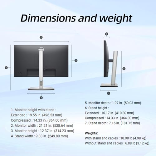 Image of Dell P24 FHD Monitor, 1920 x 1080 IPS Computer Display, 100Hz Refresh Rate, 99% sRGB, Ultra-Thin Bezel, HDMI, DisplayPort, VGA, 5X USB(Type-A|B|C), Height Adjustable Stand