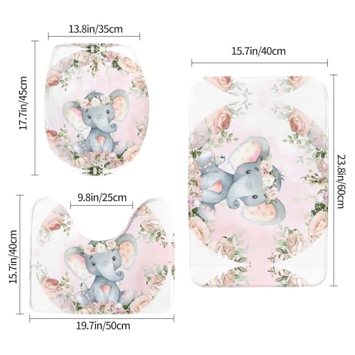 Tapis de bain éléphant mignon ensemble complet de douche absorbant