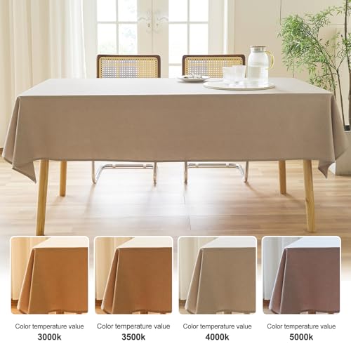 Image of AUSSPVOCT Textured Table Cloth Rectangle 52x70 Inch for Home Kitchen Decor | Khaki Waterproof Spill-Proof Wipeable Tablecloths Wrinkle Free Rectangular Dining Tables Cover