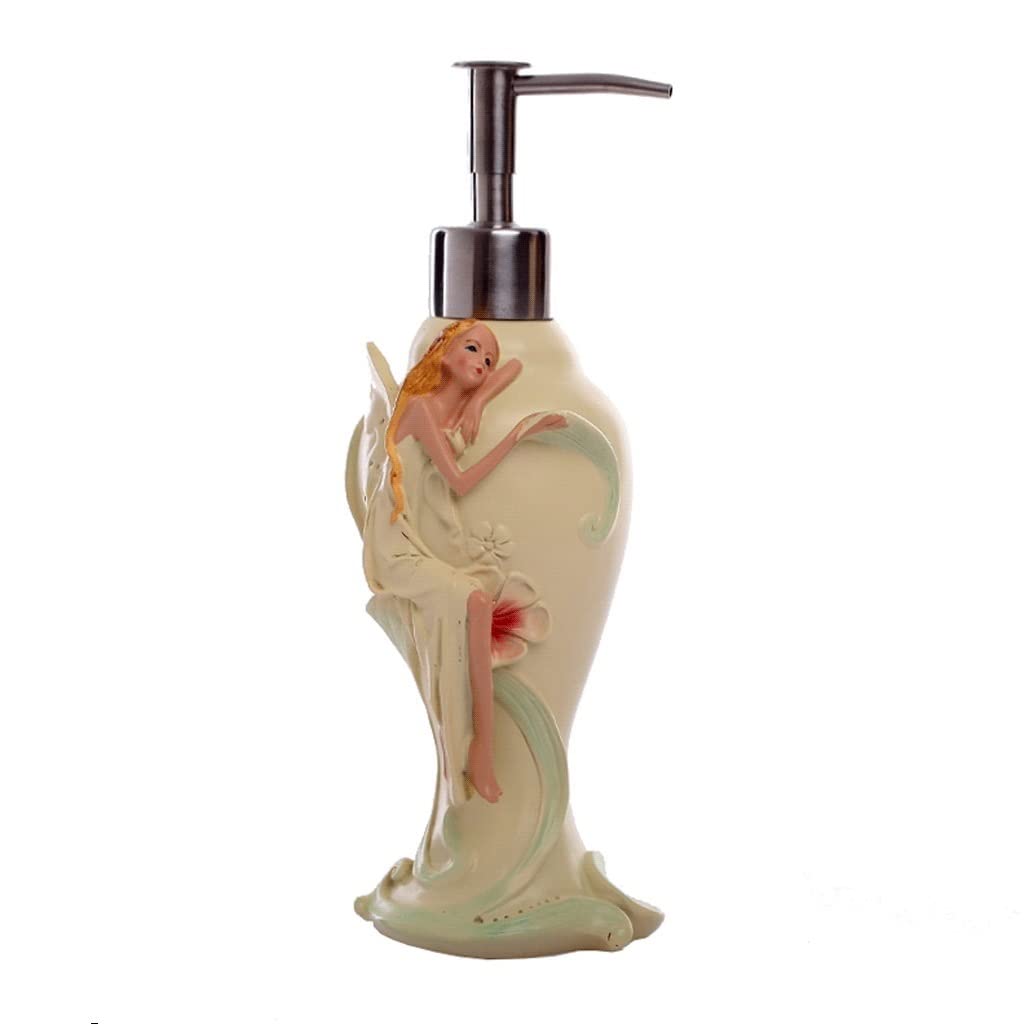 AAPIE Seifenspender aus Harz Engelsförmiges Design Flüssigseifenspender mit silberner Pumpflasche für Badezimmer Küche Arbeitsplatte 200ml/6.76oz